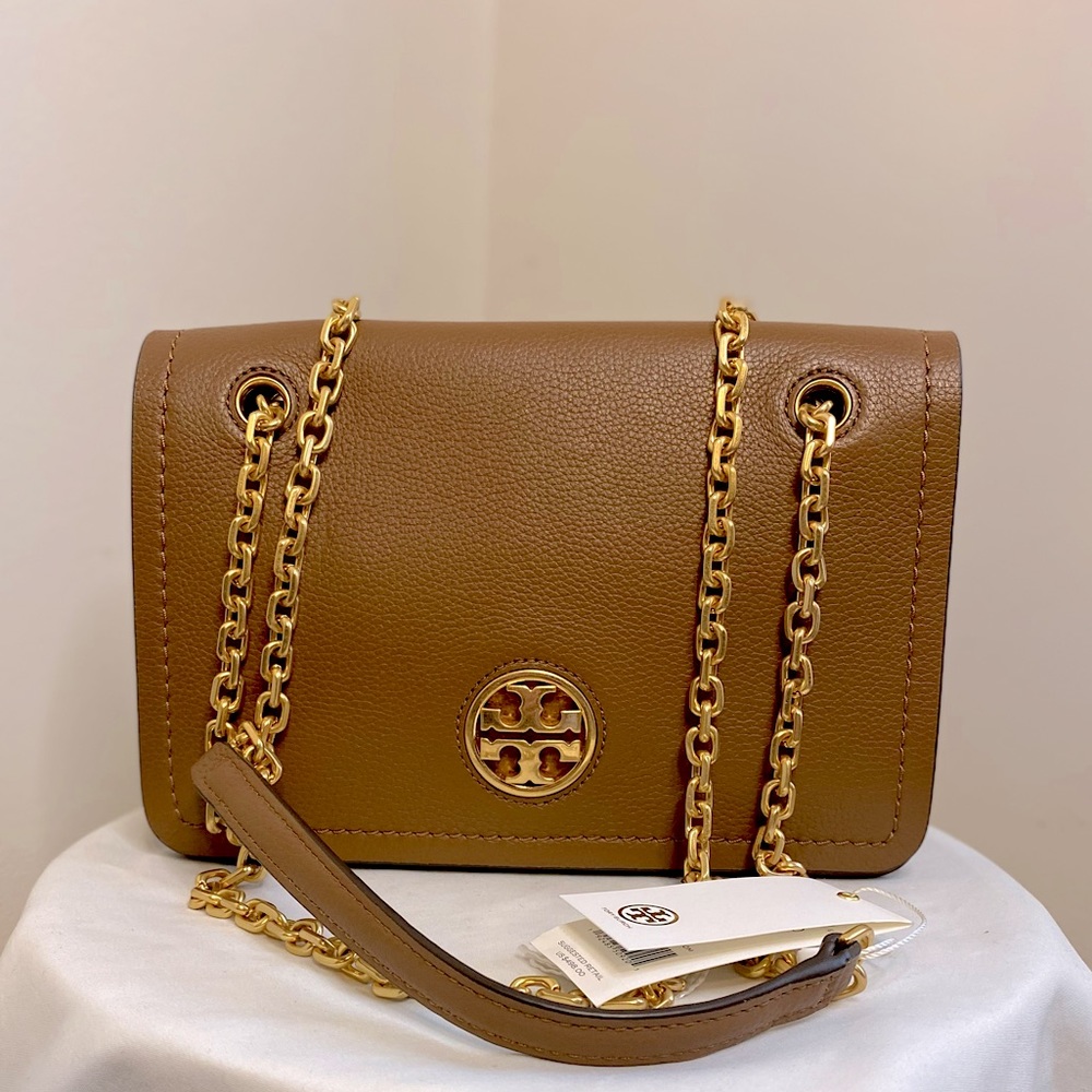 Tory Burch Carson Leather Convertible Shoulder/Crossbody Bag - Brown - NWT
